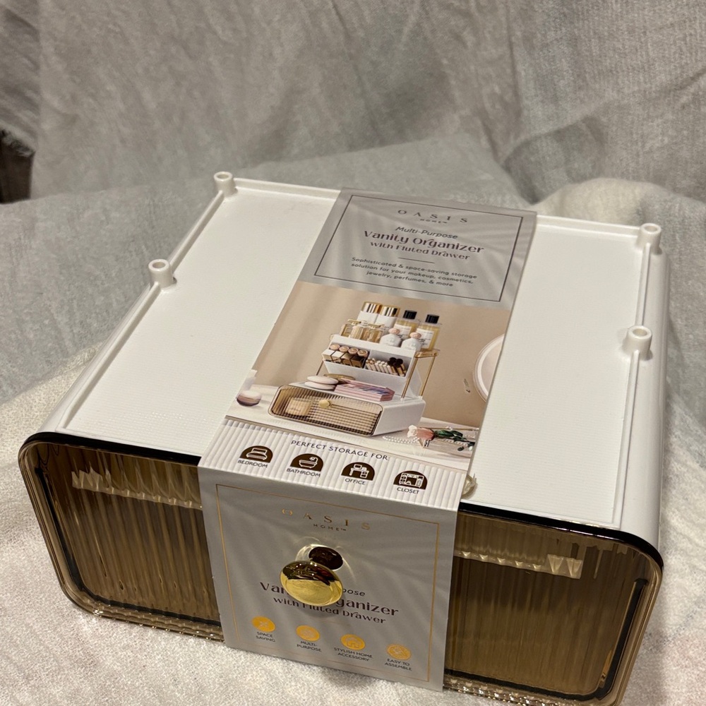Oasis Home Vanity Organizer with Gold Drawer